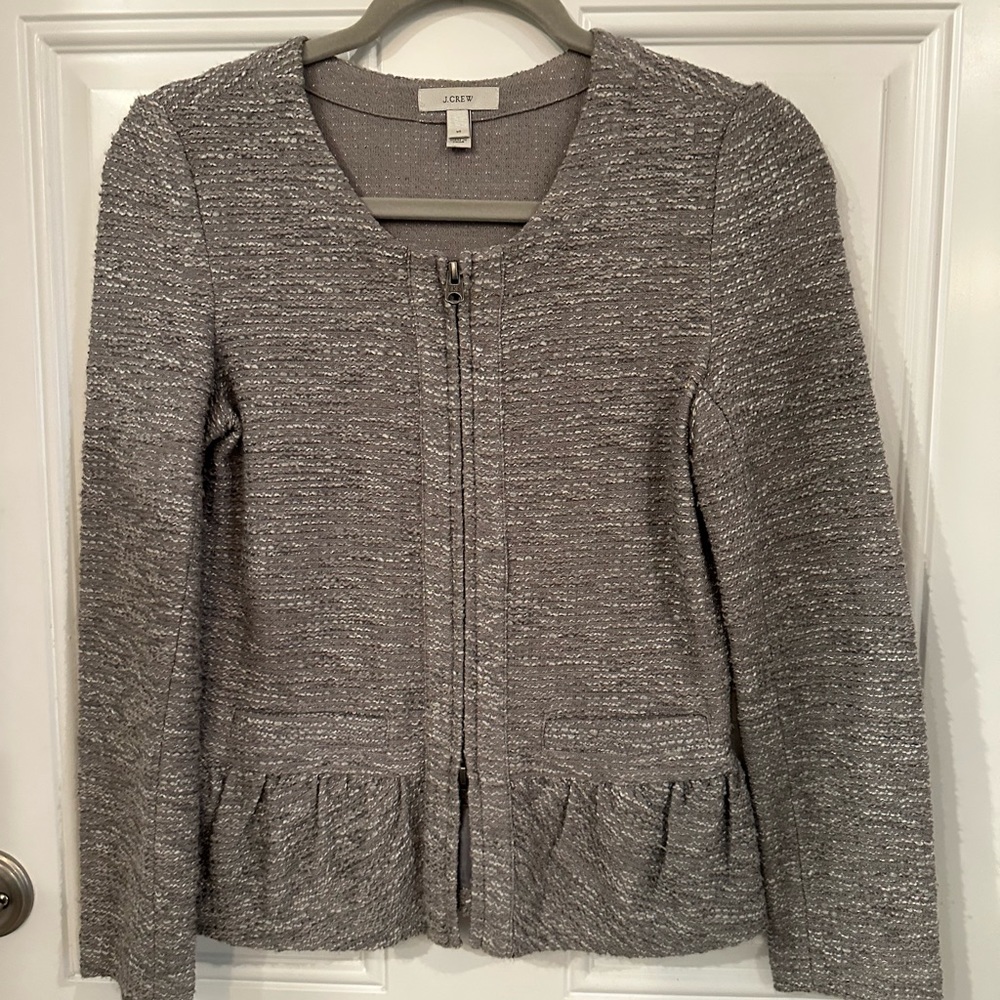 J.crew size xs peplum grey tweed jacket